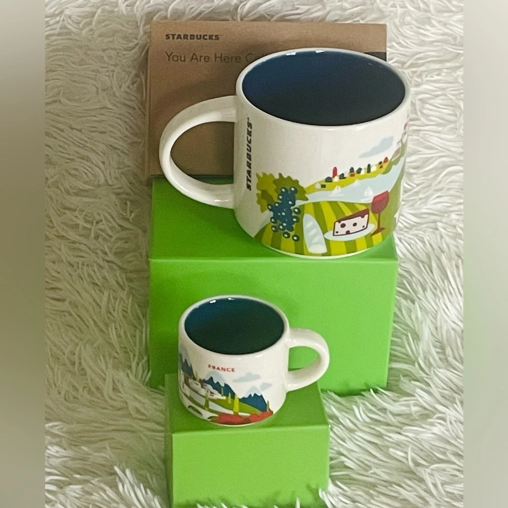 2pcs. STARBUCKS FRANCE 2024 MUG & EXPRESSO sm cup or ornament.